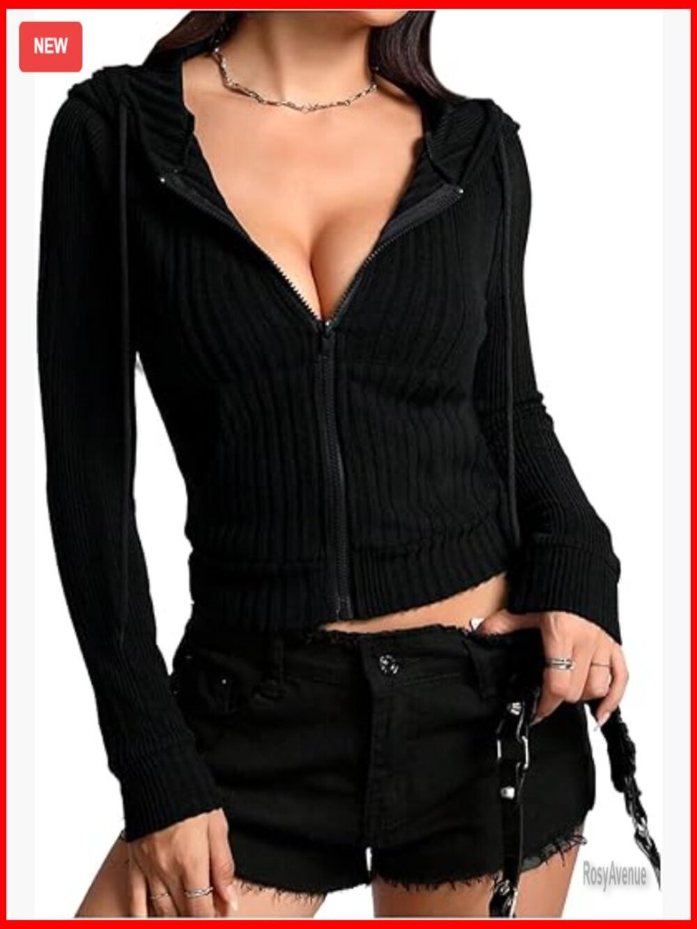 Cropped Zip Up Hoodie Sweater Long Sleeve Fitted Sweatshirt